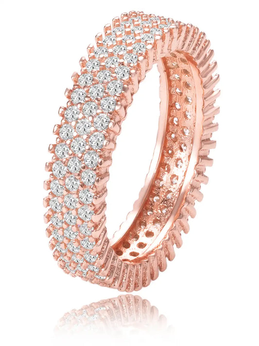 Dazzling Rose Gold 925 Silver CZ Band Ring