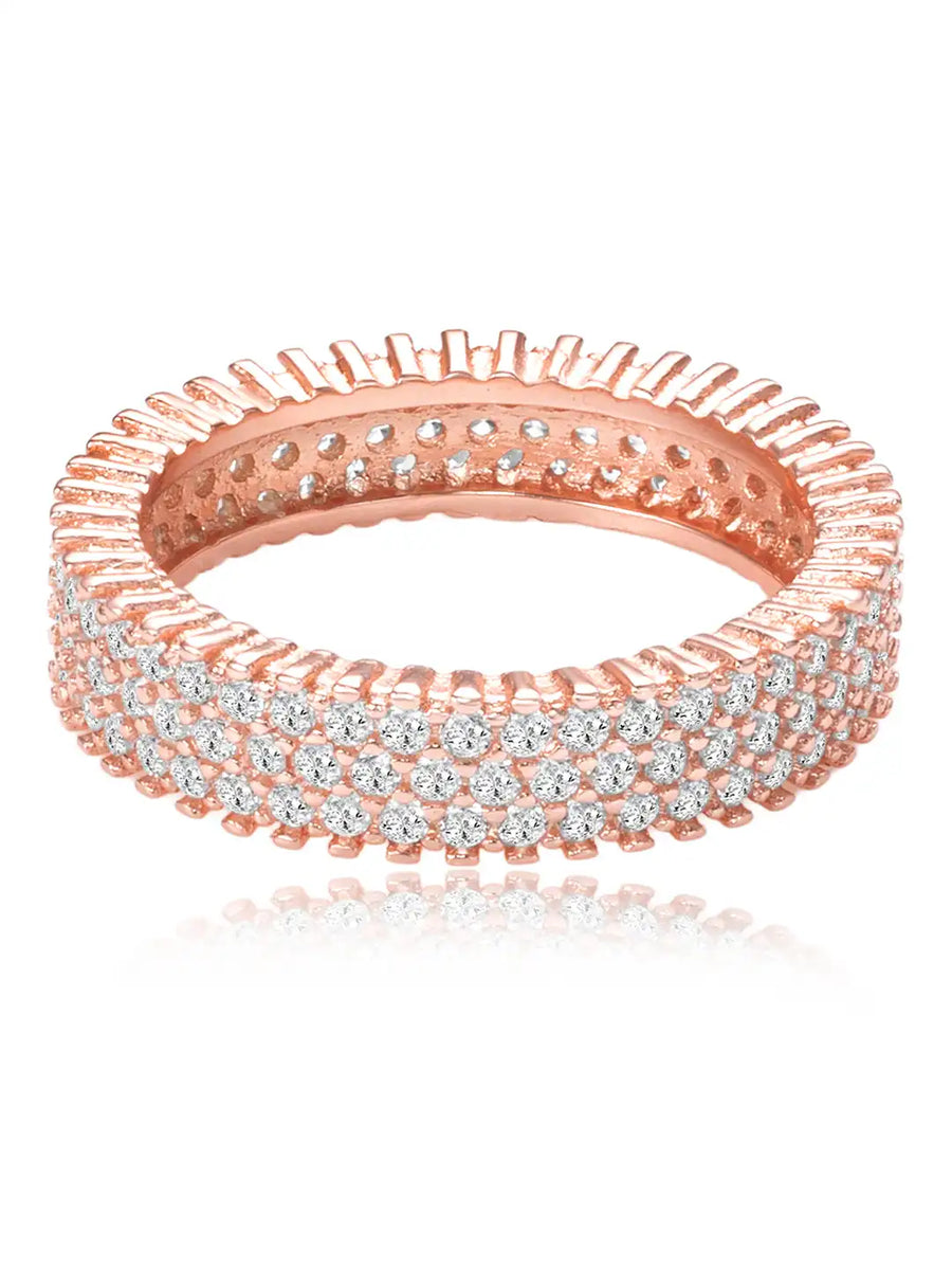 Dazzling Rose Gold 925 Silver CZ Band Ring