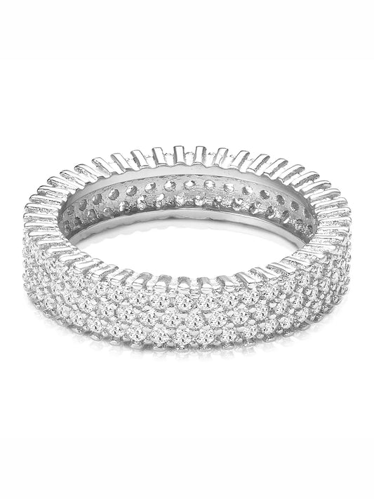 Dazzling Silver-Plated 925 Silver CZ Band Ring