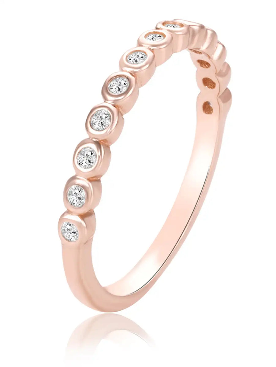 Sleek Rose Gold 925 Silver CZ Bezel Band