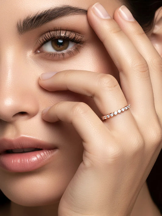 Sleek Rose Gold 925 Silver CZ Bezel Band