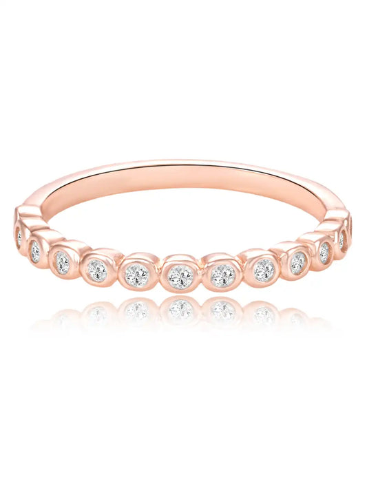 Sleek Rose Gold 925 Silver CZ Bezel Band
