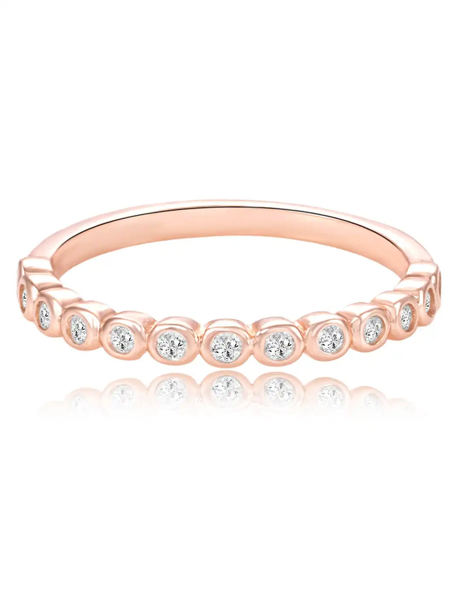 Sleek Rose Gold 925 Silver CZ Bezel Band