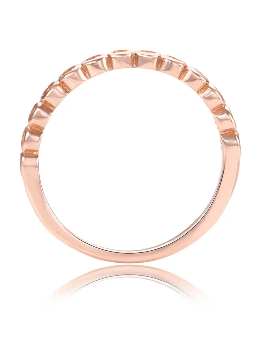 Sleek Rose Gold 925 Silver CZ Bezel Band