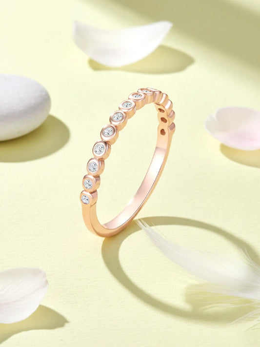 Sleek Rose Gold 925 Silver CZ Bezel Band