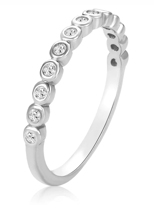 Sleek Silver-Plated 925 Silver CZ Bezel Band