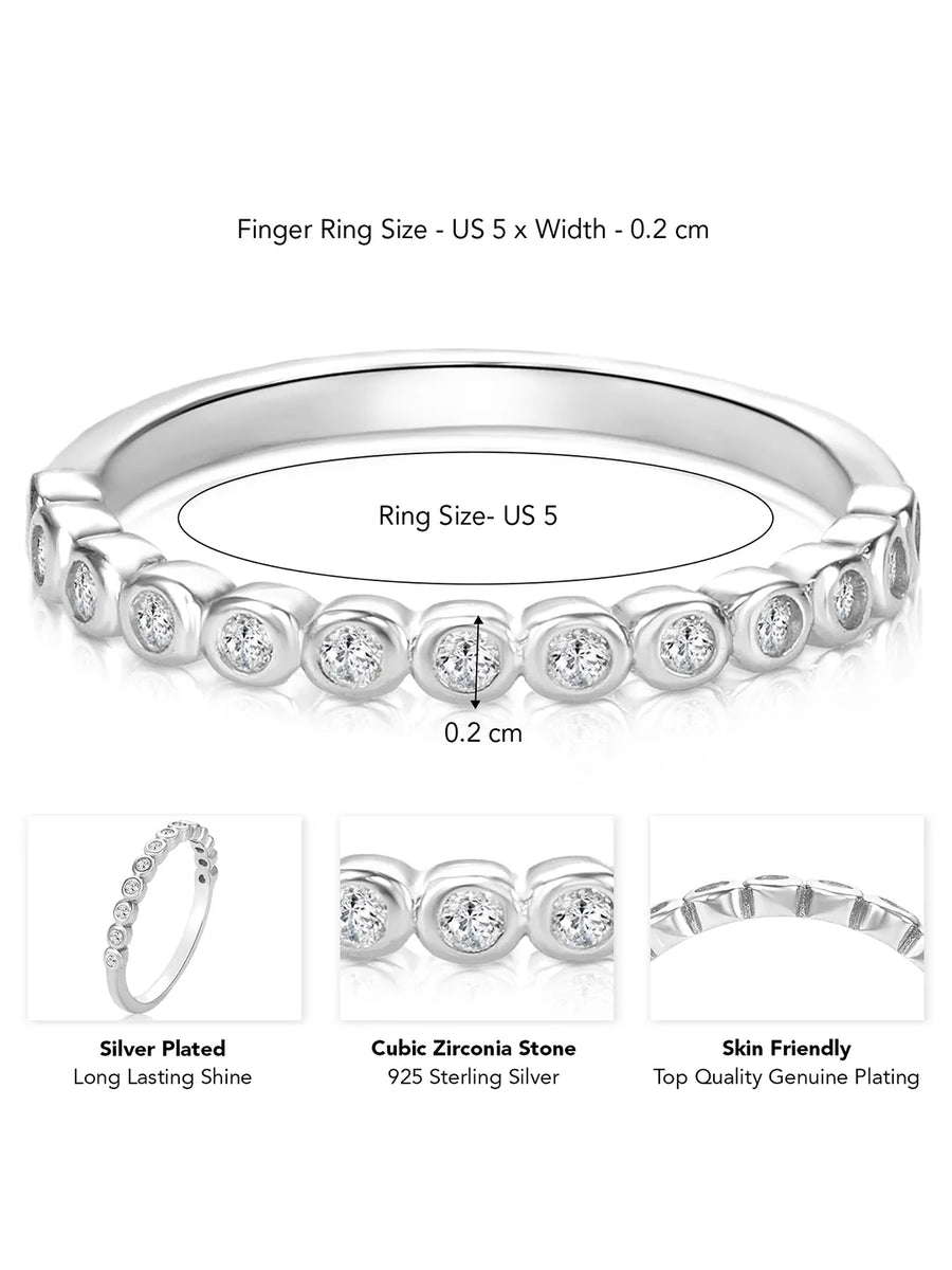 Sleek Silver-Plated 925 Silver CZ Bezel Band