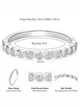 Sleek Silver-Plated 925 Silver CZ Bezel Band