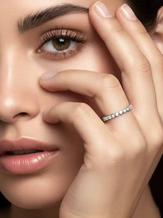 Sleek Silver-Plated 925 Silver CZ Bezel Band