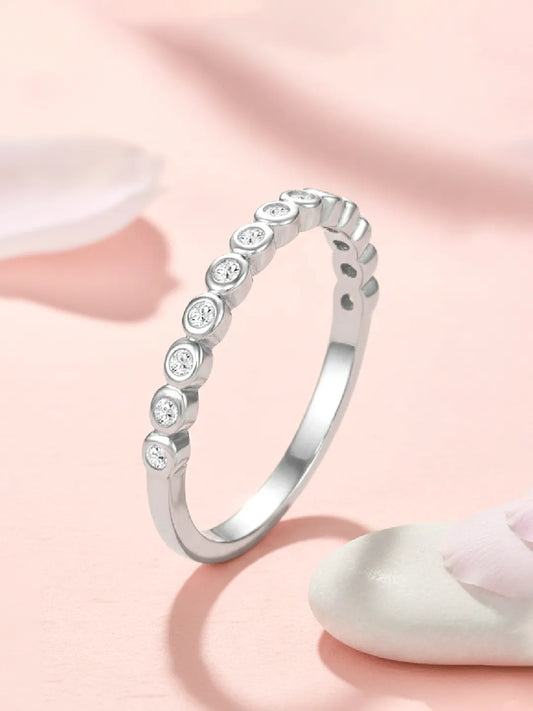 Sleek Silver-Plated 925 Silver CZ Bezel Band