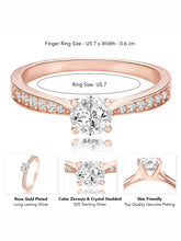 Timeless Rose Gold 925 CZ Solitaire Band Ring
