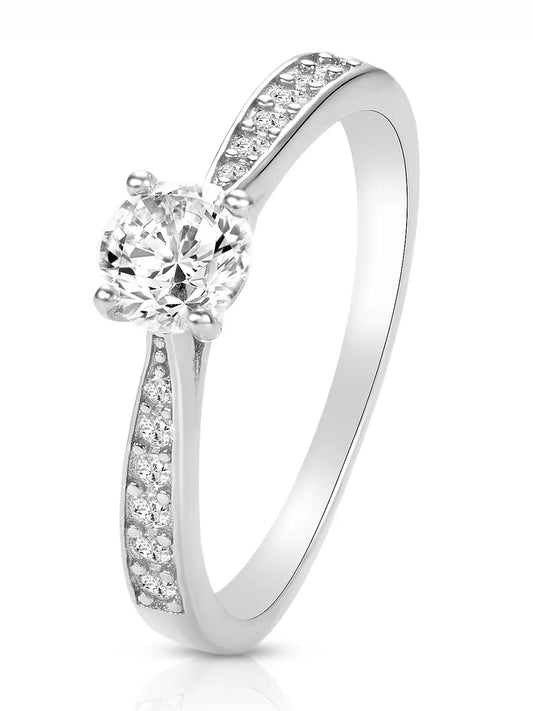 Timeless Silver-Plated 925 CZ Solitaire Band