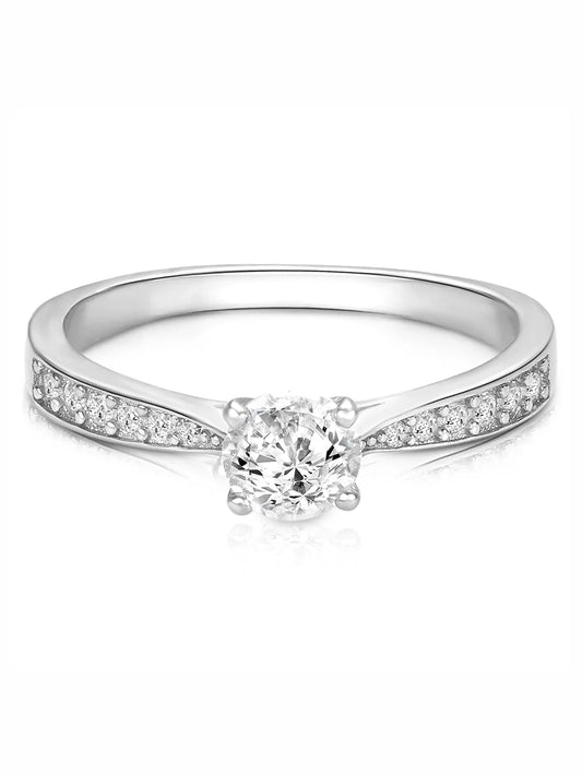 Timeless Silver-Plated 925 CZ Solitaire Band