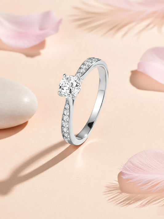 Timeless Silver-Plated 925 CZ Solitaire Band