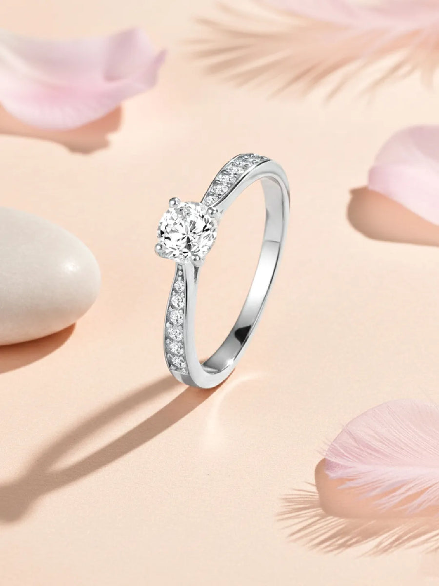 Timeless Silver-Plated 925 CZ Solitaire Band