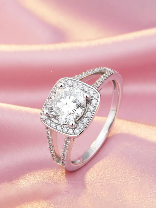 Peora 925 Sterling Silver Cushion Solitaire Ring