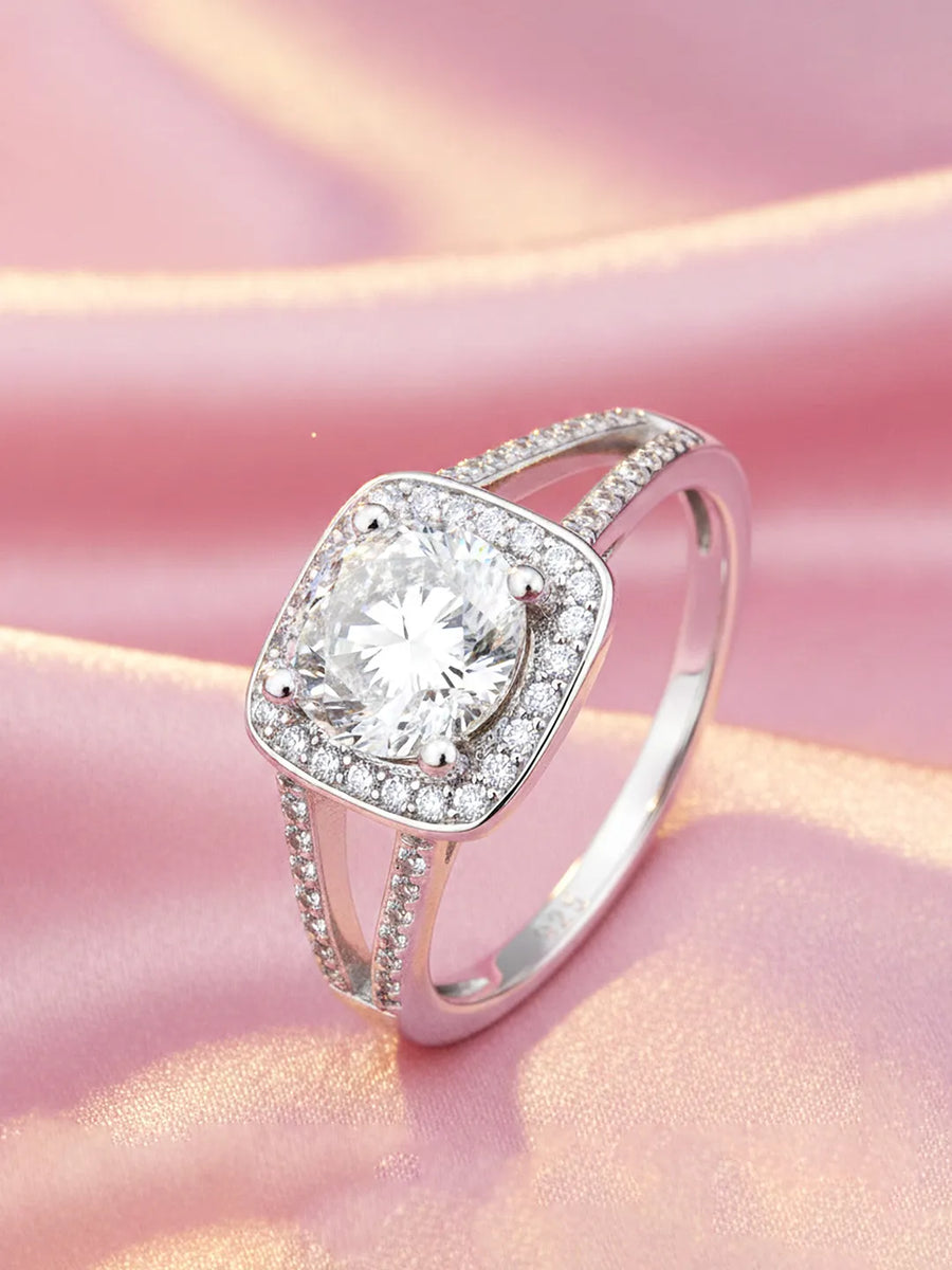 Peora 925 Sterling Silver Cushion Solitaire Ring