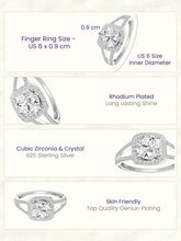 Peora 925 Sterling Silver Cushion Solitaire Ring