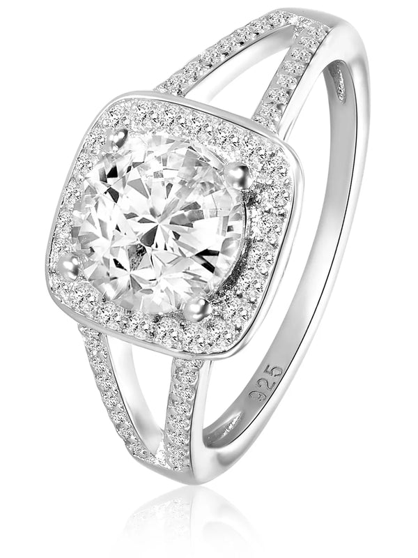 Peora 925 Sterling Silver Cushion Solitaire Ring