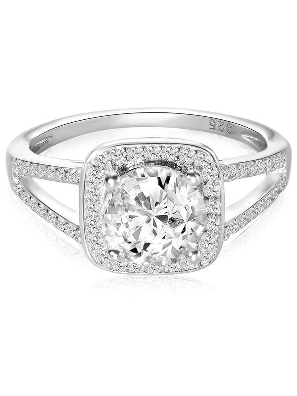 Peora 925 Sterling Silver Cushion Solitaire Ring