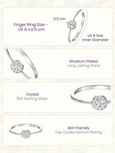 Peora Solitaire Halo 925 Sterling Silver Ring