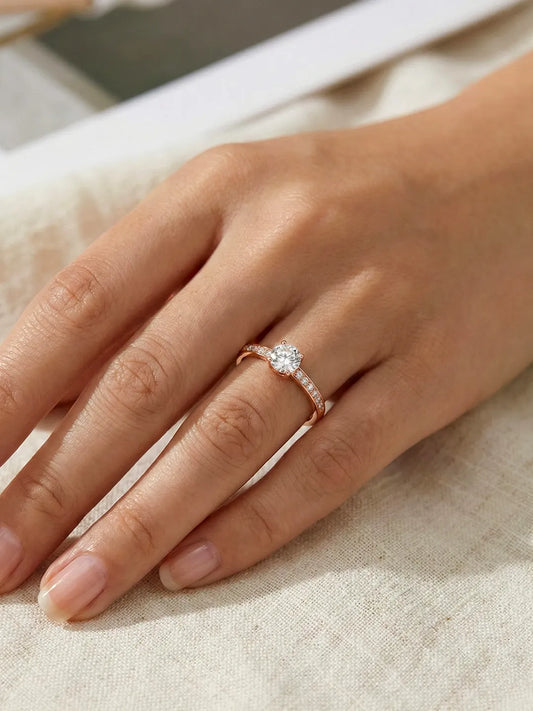 Peora Rose Gold Solitaire 925 Sterling Silver Ring