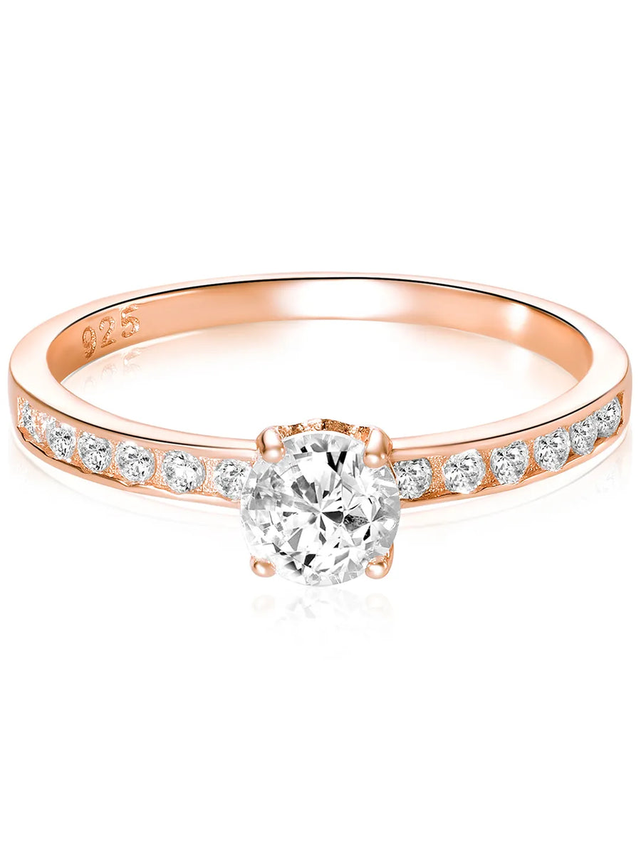 Peora Rose Gold Solitaire 925 Sterling Silver Ring