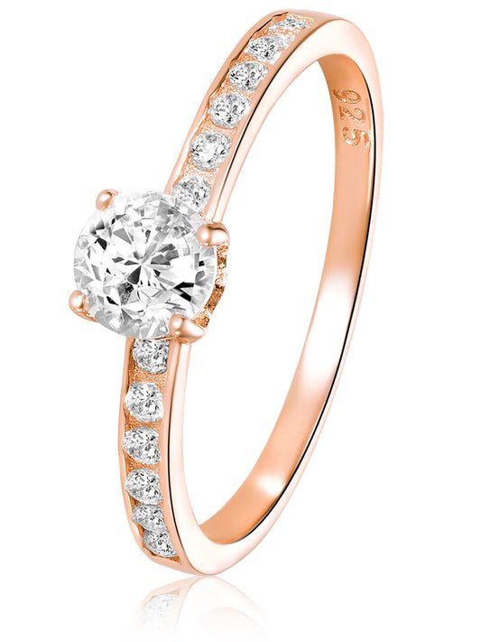 Peora Rose Gold Solitaire 925 Sterling Silver Ring