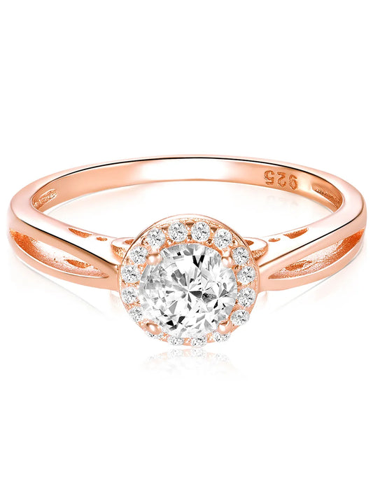 Peora Halo Harmony Rose Gold 925 Silver Ring