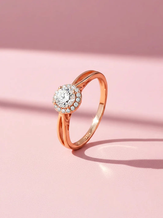 Peora Halo Harmony Rose Gold 925 Silver Ring