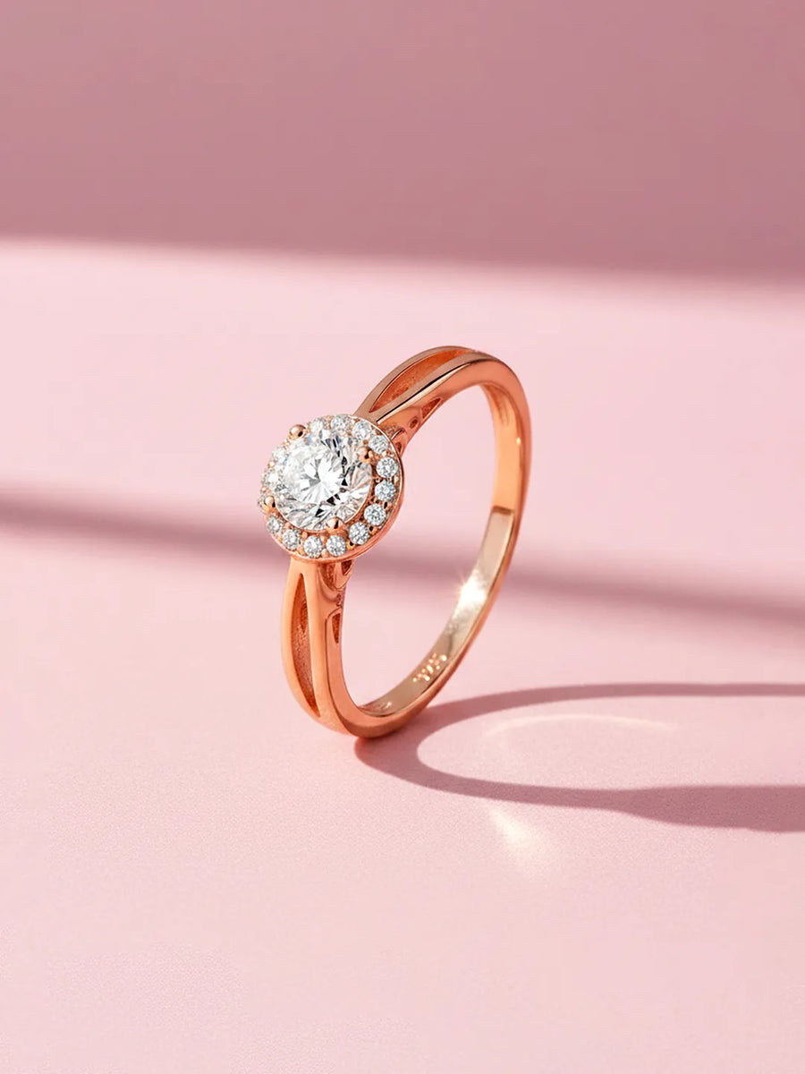 Peora Halo Harmony Rose Gold 925 Silver Ring