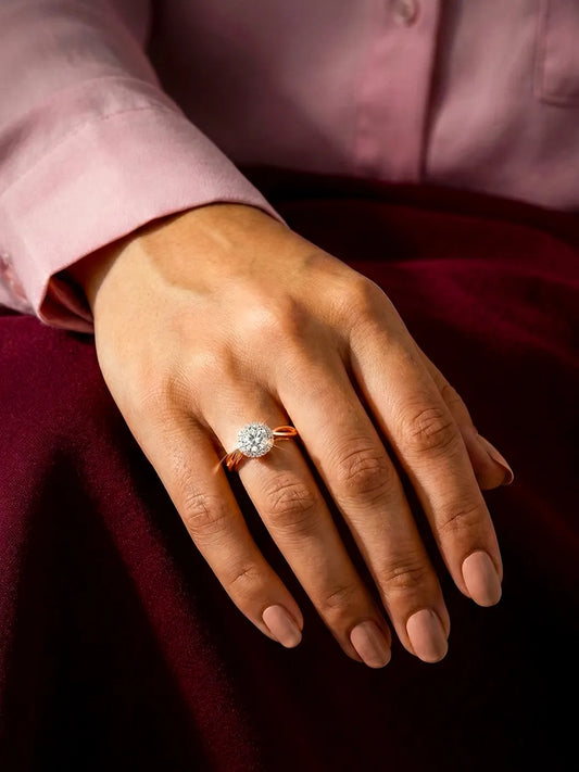 Peora Halo Harmony Rose Gold 925 Silver Ring