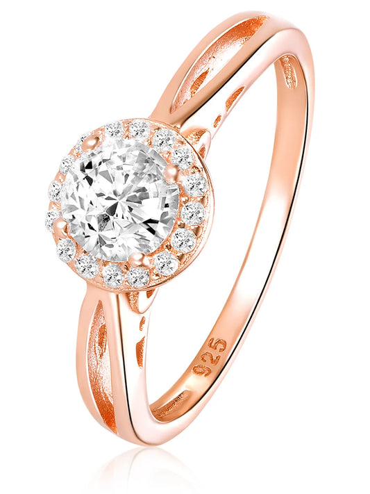 Peora Halo Harmony Rose Gold 925 Silver Ring