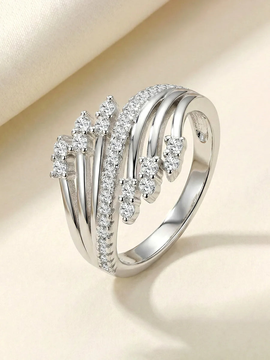 Peora 925 Sterling Silver Wrap Style CZ Ring