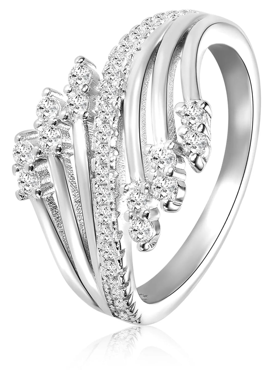 Peora 925 Sterling Silver Wrap Style CZ Ring
