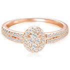 Peora Rose Gold 925 Sterling Silver Oval Pave Ring