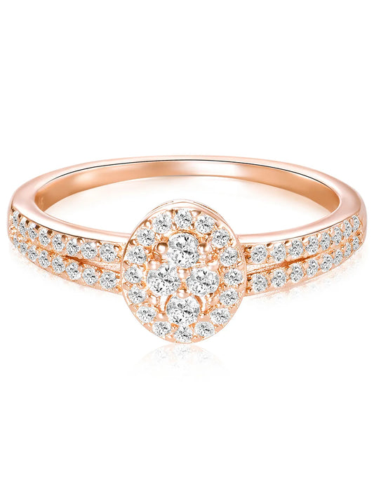 Peora Rose Gold 925 Sterling Silver Oval Pave Ring