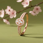 Peora Rose Gold 925 Sterling Silver Oval Pave Ring