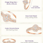 Peora Rose Gold 925 Sterling Silver Oval Pave Ring