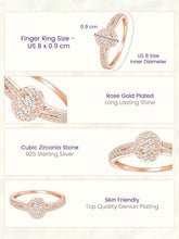 Peora Rose Gold 925 Sterling Silver Oval Pave Ring