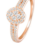 Peora Rose Gold 925 Sterling Silver Oval Pave Ring