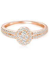 Peora Rose Gold 925 Sterling Silver Oval Pave Ring