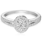 Peora 925 Sterling Silver Oval Pave Ring