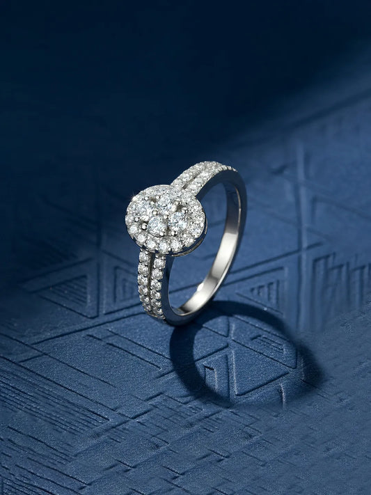 Peora 925 Sterling Silver Oval Pave Ring