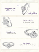 Peora 925 Sterling Silver Oval Pave Ring