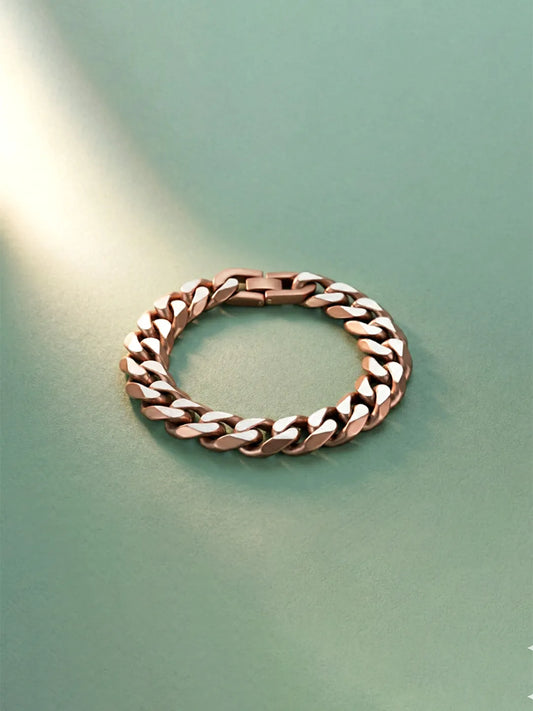 Dual Copper Tone Matte Chain Bracelet For Men