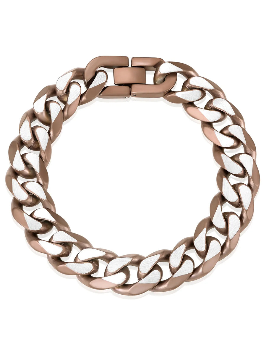 Dual Copper Tone Matte Chain Bracelet For Men
