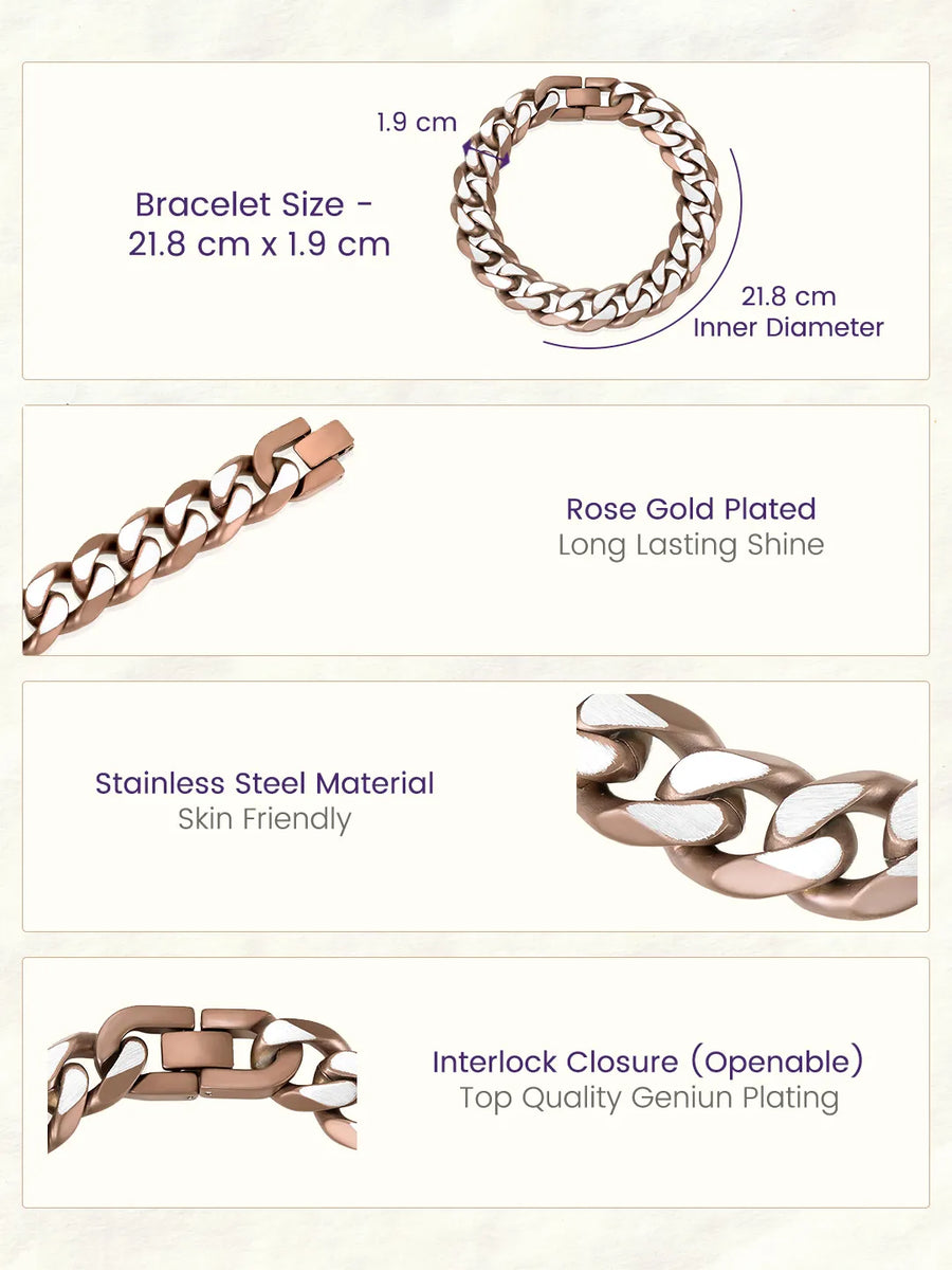 Dual Copper Tone Matte Chain Bracelet For Men