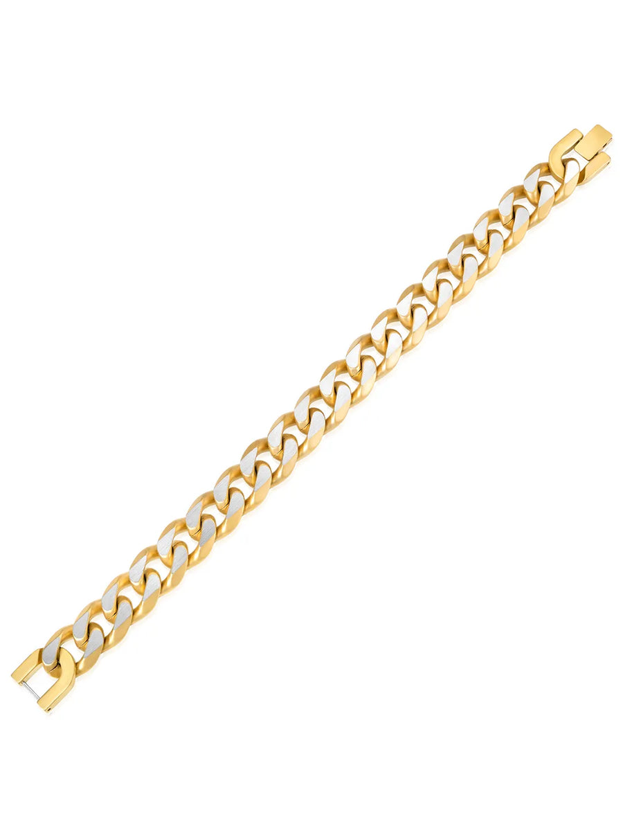 Dual Matte Tone Curb Chain Bracelet For Men