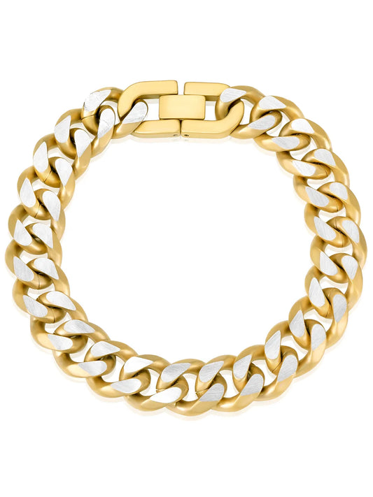 Dual Gold Curb Chain Bracelet For Men